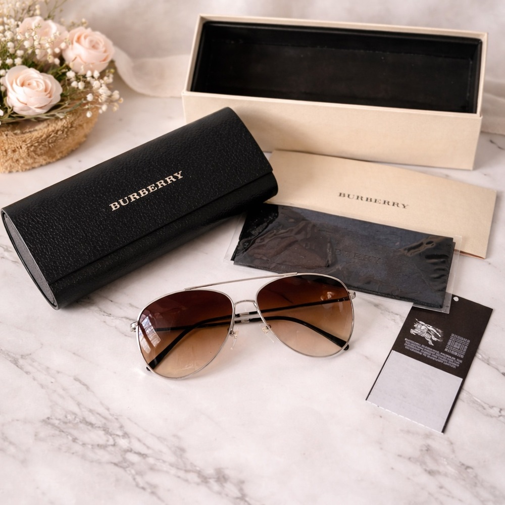 Burberry B3072 Aviator Sunglasses 1003/13 Brown Gradient 57mm Made in Italy